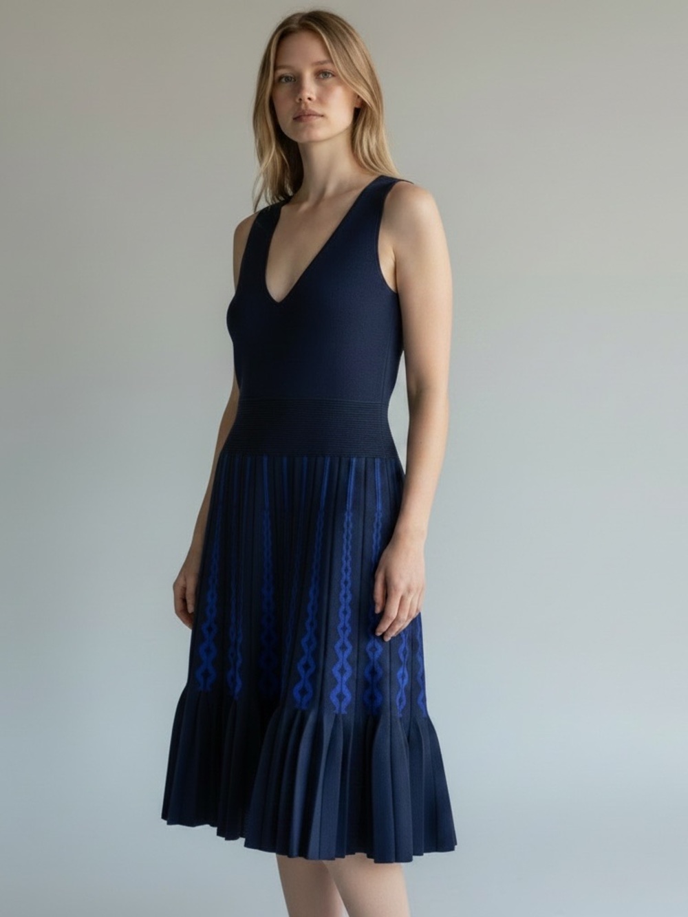 NWT TED BAKER LONDON JULOTE KNIT SKATER DRESS, NAVY BLUE | size 4